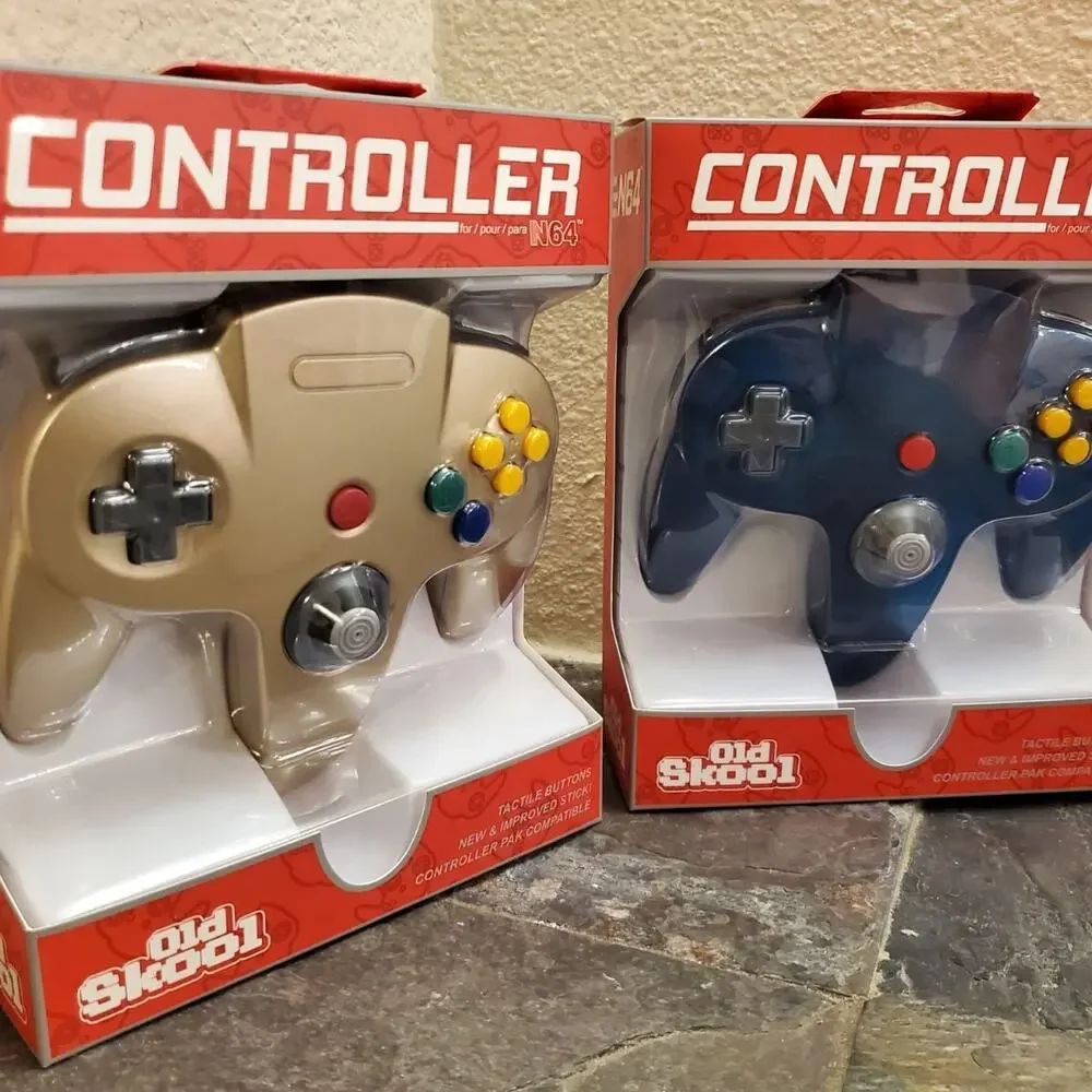 2 N64 Controllers - Gold & Ice Blue (NEW) - Nintendo64 - Old Skool